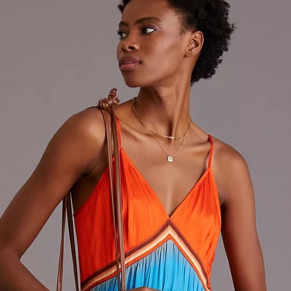 Anthropologie Tanvi Kedia V-Neck Colorblock Midi Dress - Picture 6 of 16